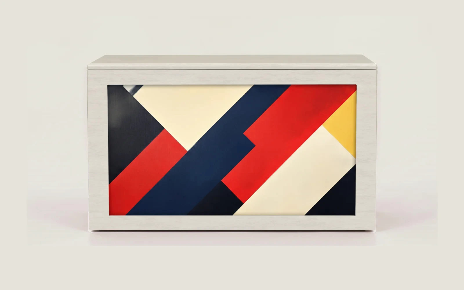 Ovation, closed, with the Primary Diagonals artwork across the front