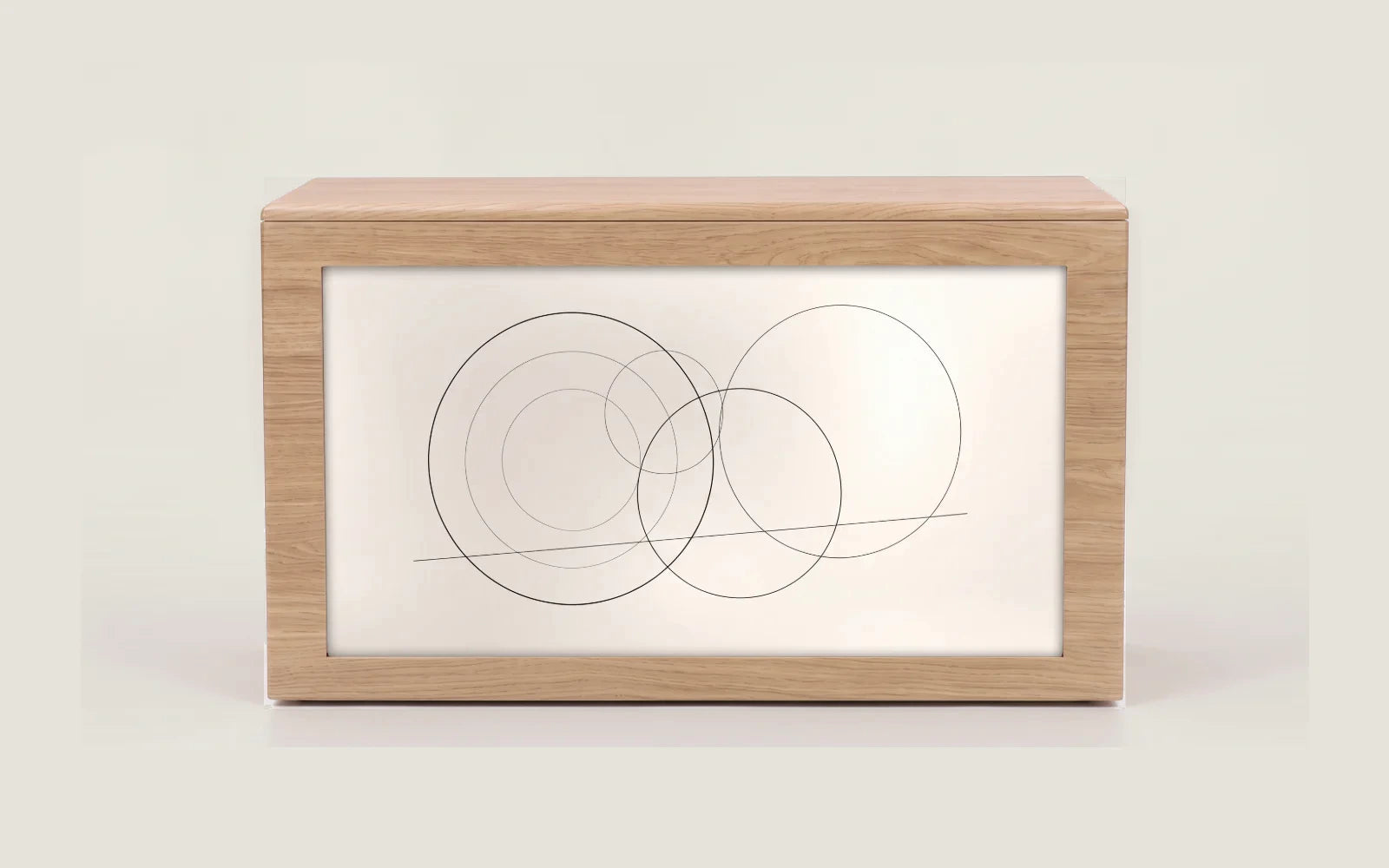Ovation, closed, with the Line Circles artwork across the front