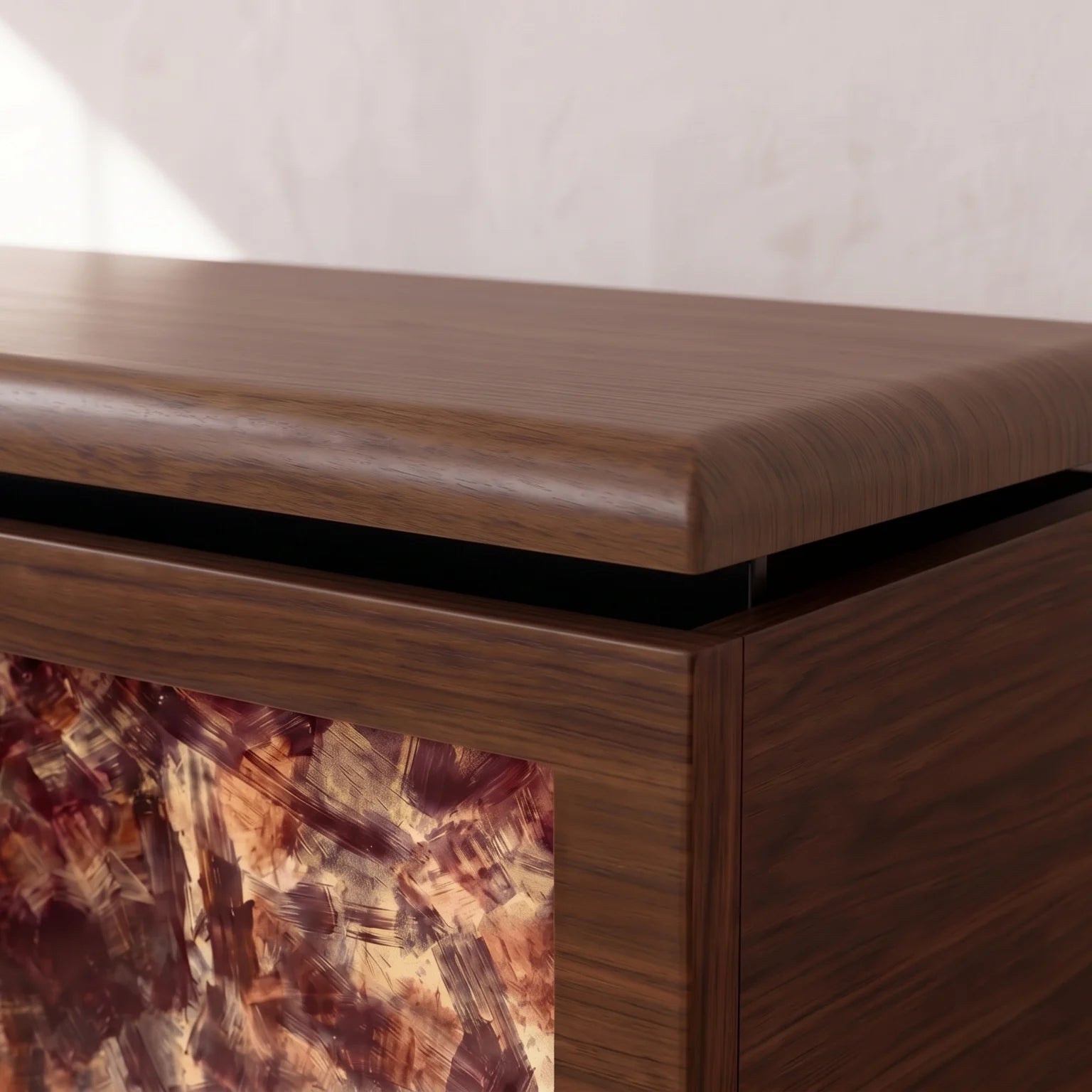 Brown Warmia Walnut finish, lid open